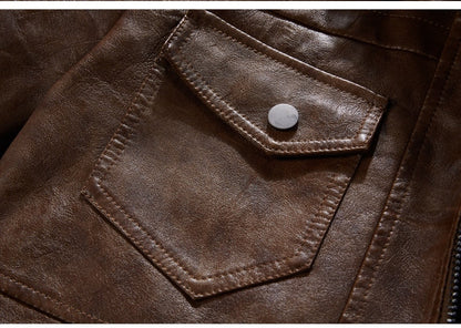 Leather Jacket with Removable Hood